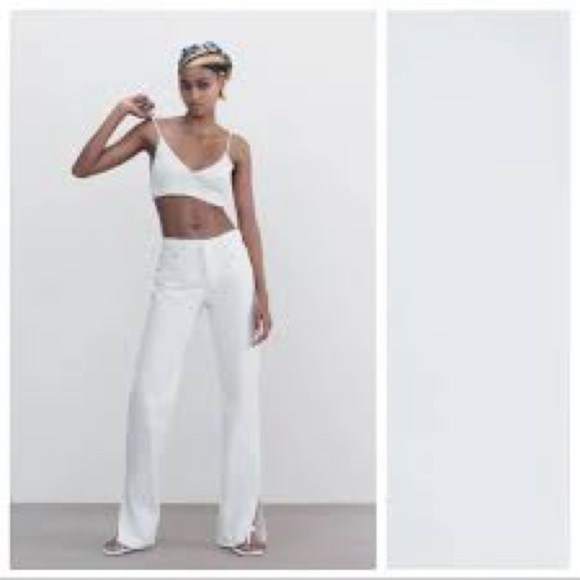 Zara straight leg size 8 raw hem with slit jeans like new condition - Picture 2 of 9